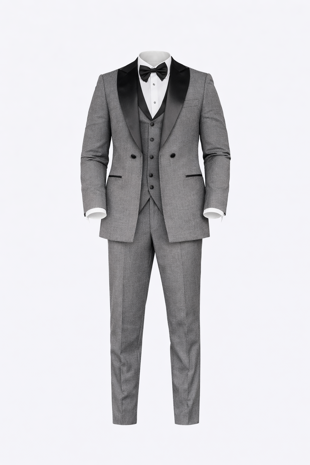 Full Gray Tuxedo Shawl Collar Suit by O,Zero