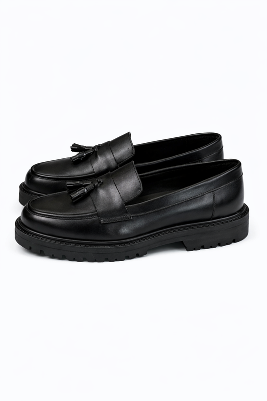 Full Black Leather Loafers by O,Zero