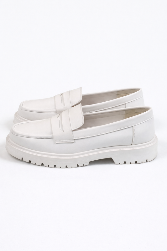 Full White Leather Loafers by O,Zero