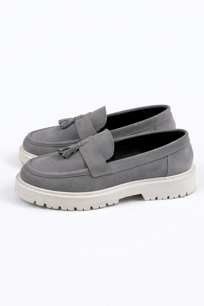 Gray/White Chamois Loafers by O,Zero