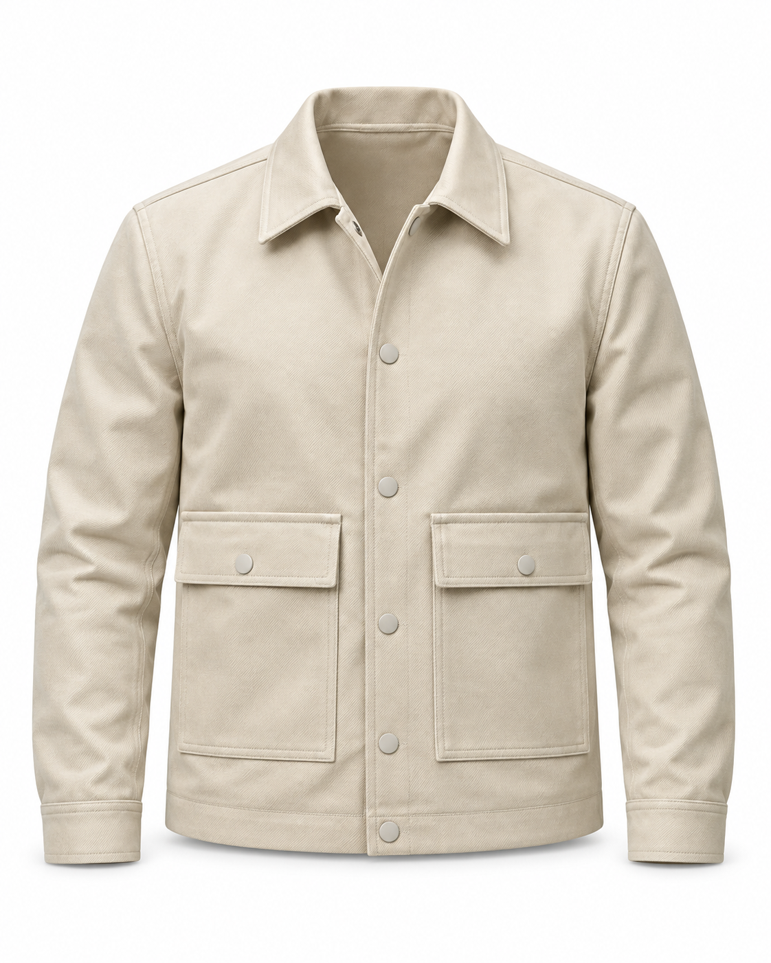 Cream Beige Leather Jacket by O,Zero