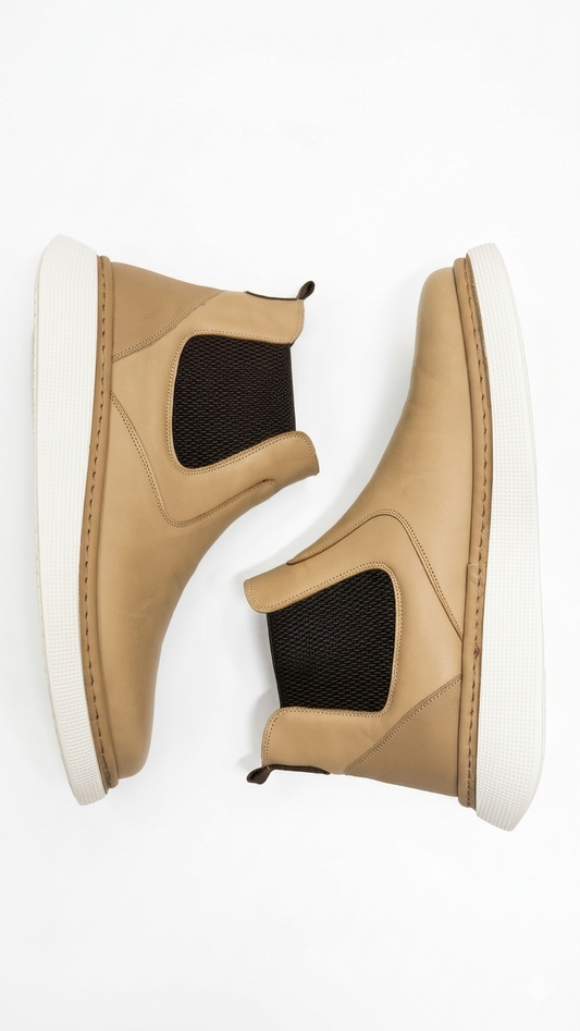 O,Zero Leather Boots in Tan Color by O,Zero