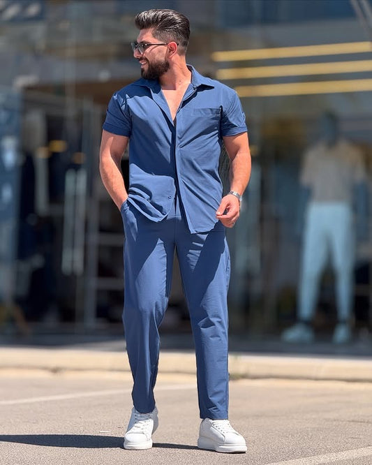 Blue Parachute Shirt Set