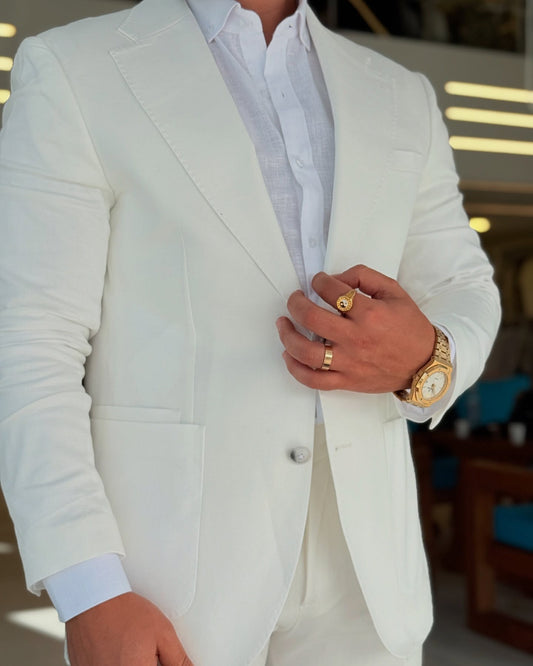 White Notch Lapel Blazer