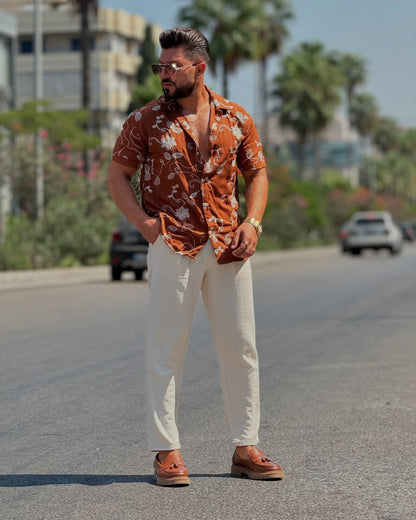 Brown and White Shirt