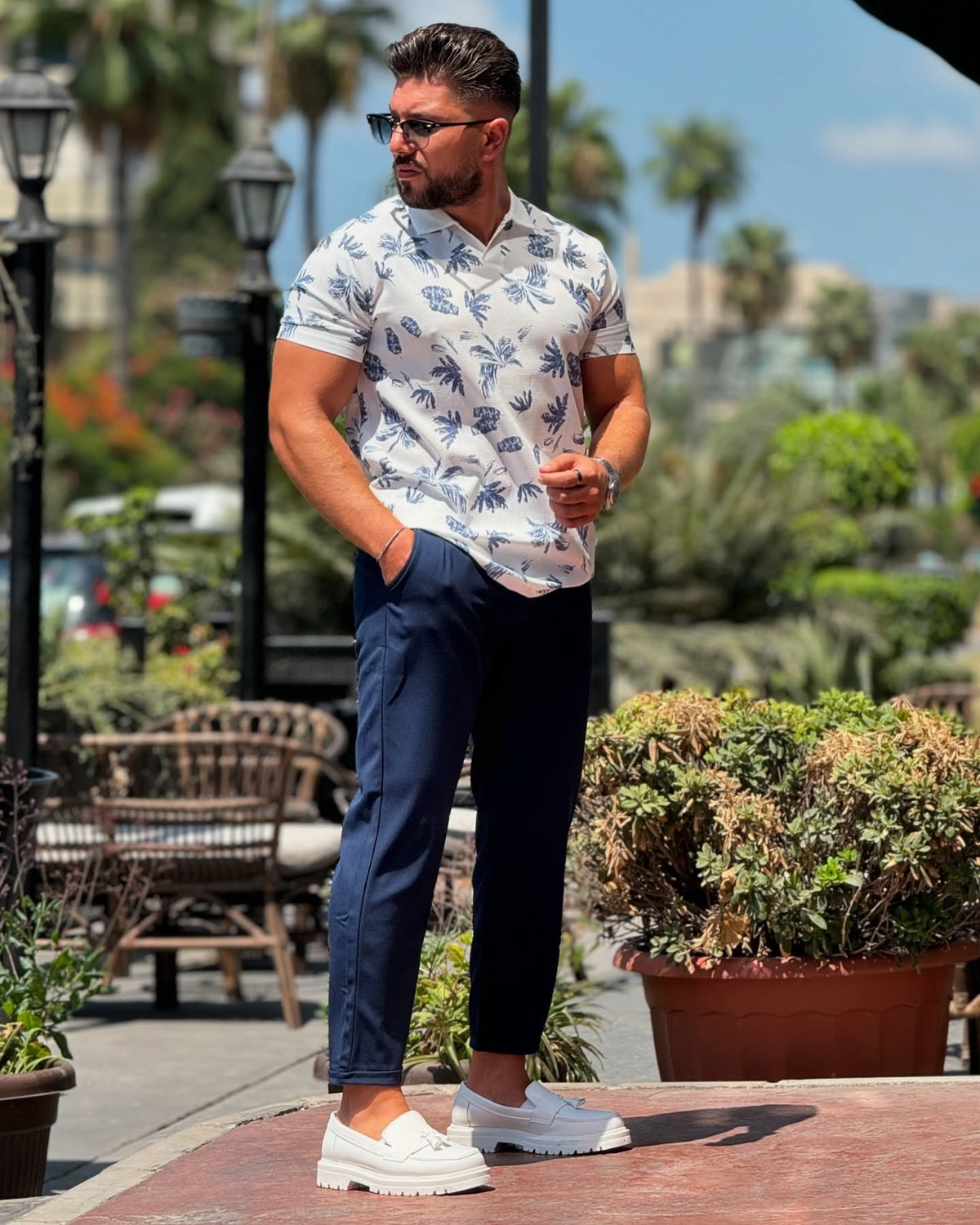White and Blue Polo