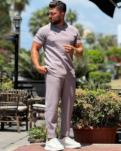 Grey Round Neck Set — Style 02