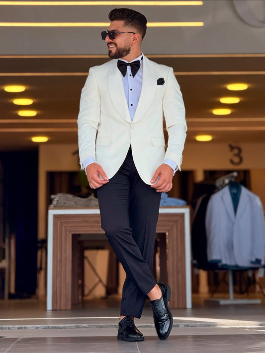 White and Black Tuxedo Suit
