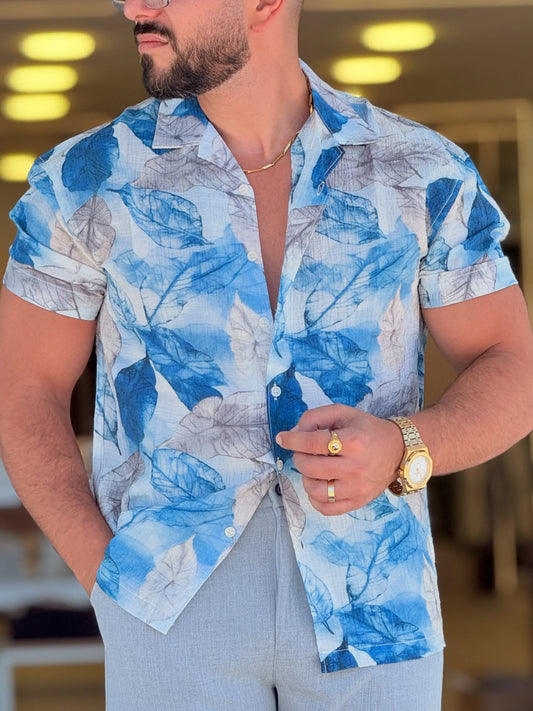 White/Floral Blue Shirt