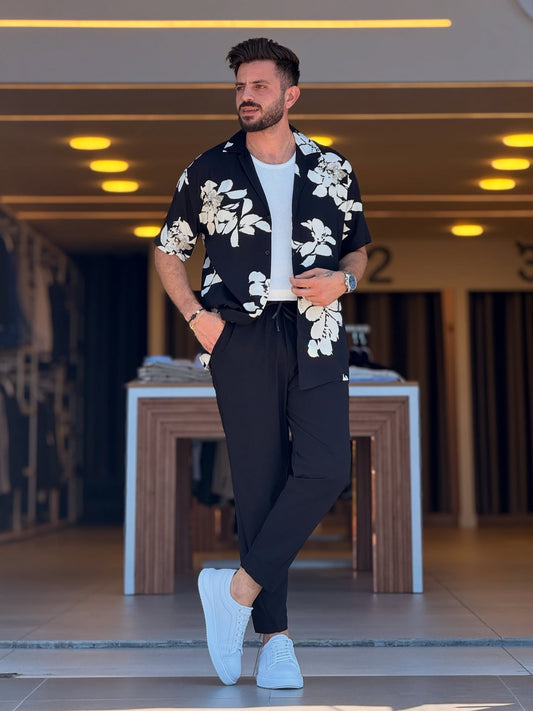 Black and White Floral Shirt