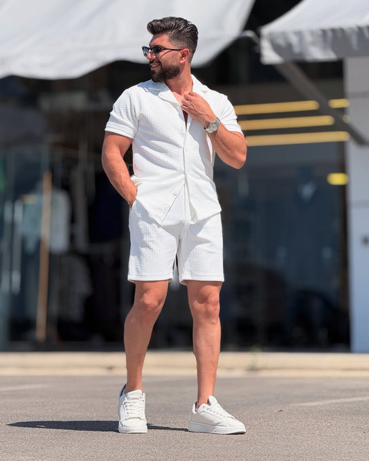 White Shirt and Shorts Set