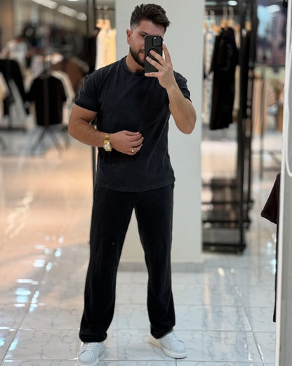 Black Round Neck Set — Style 01