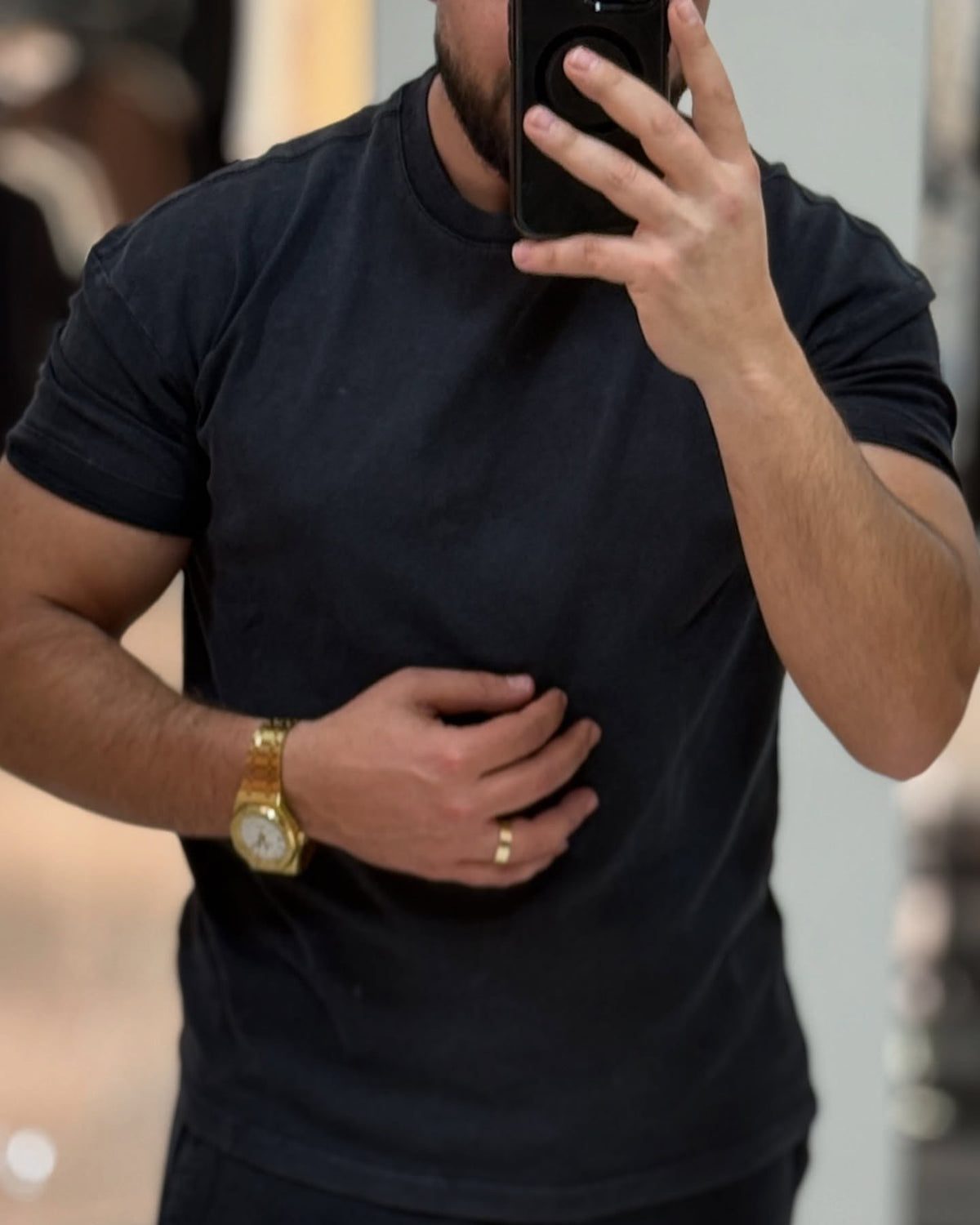 Black Round Neck Set — Style 01