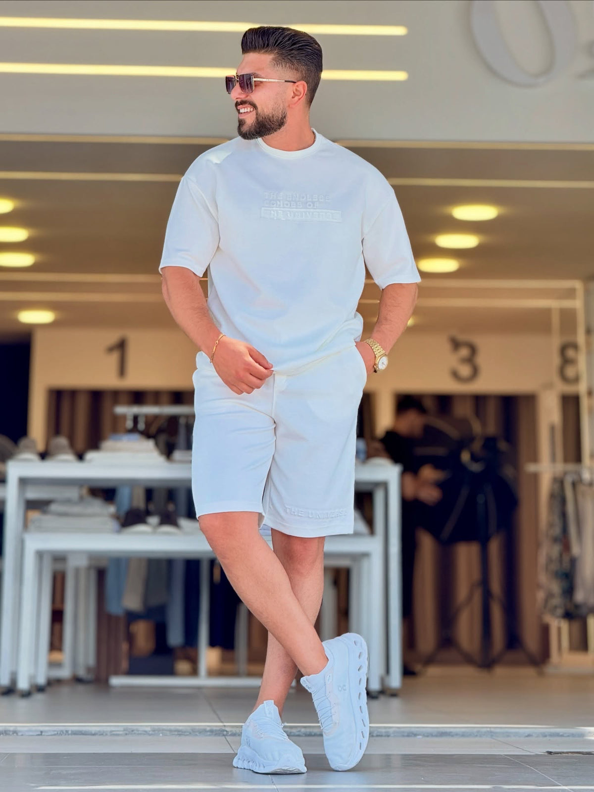 White T-Shirt and Shorts Set