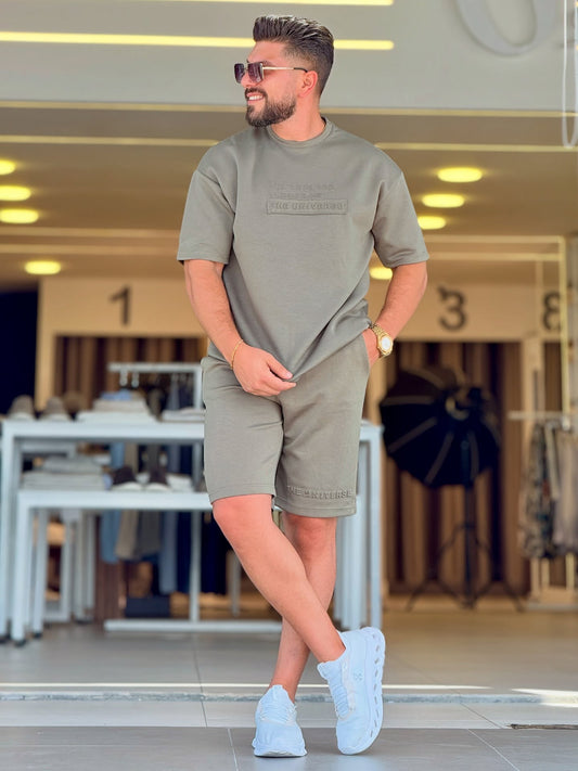 Grey T-Shirt and Shorts Set