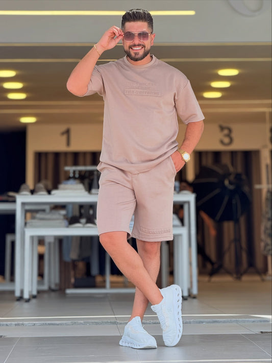 Beige T-Shirt and Shorts Set