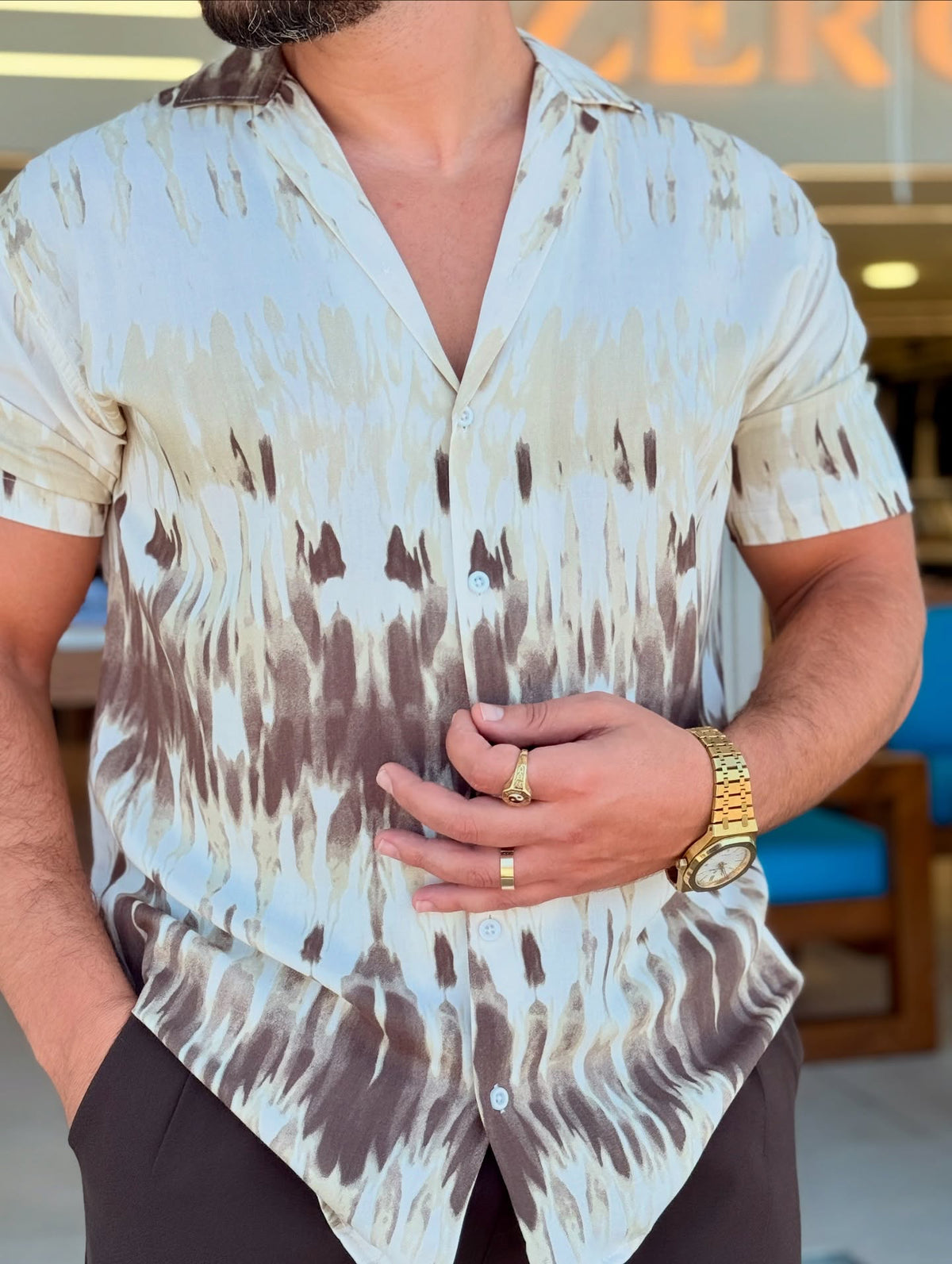 Brown and Beige Shirt
