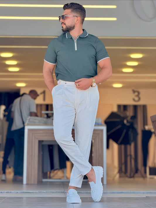 Green Half Zip Polo — Style 01