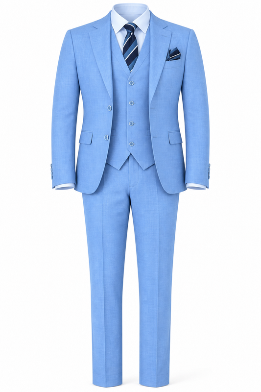 Sky Blue Three-Piece Suit by O,Zero