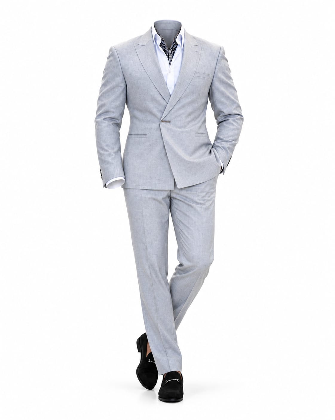 Light Grey Notch Lapel Suit by O,Zero