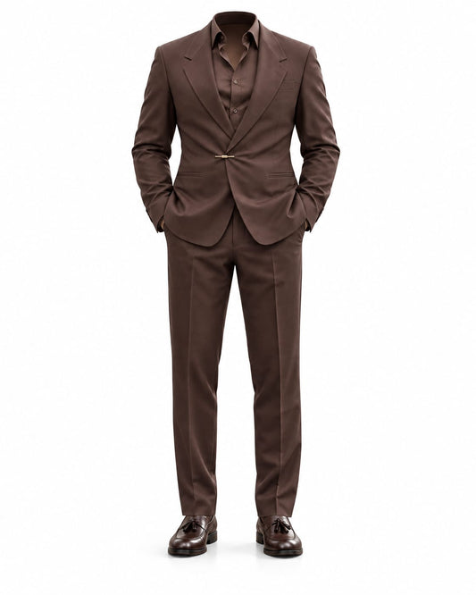 Brown Notch Down Suit by O,Zero