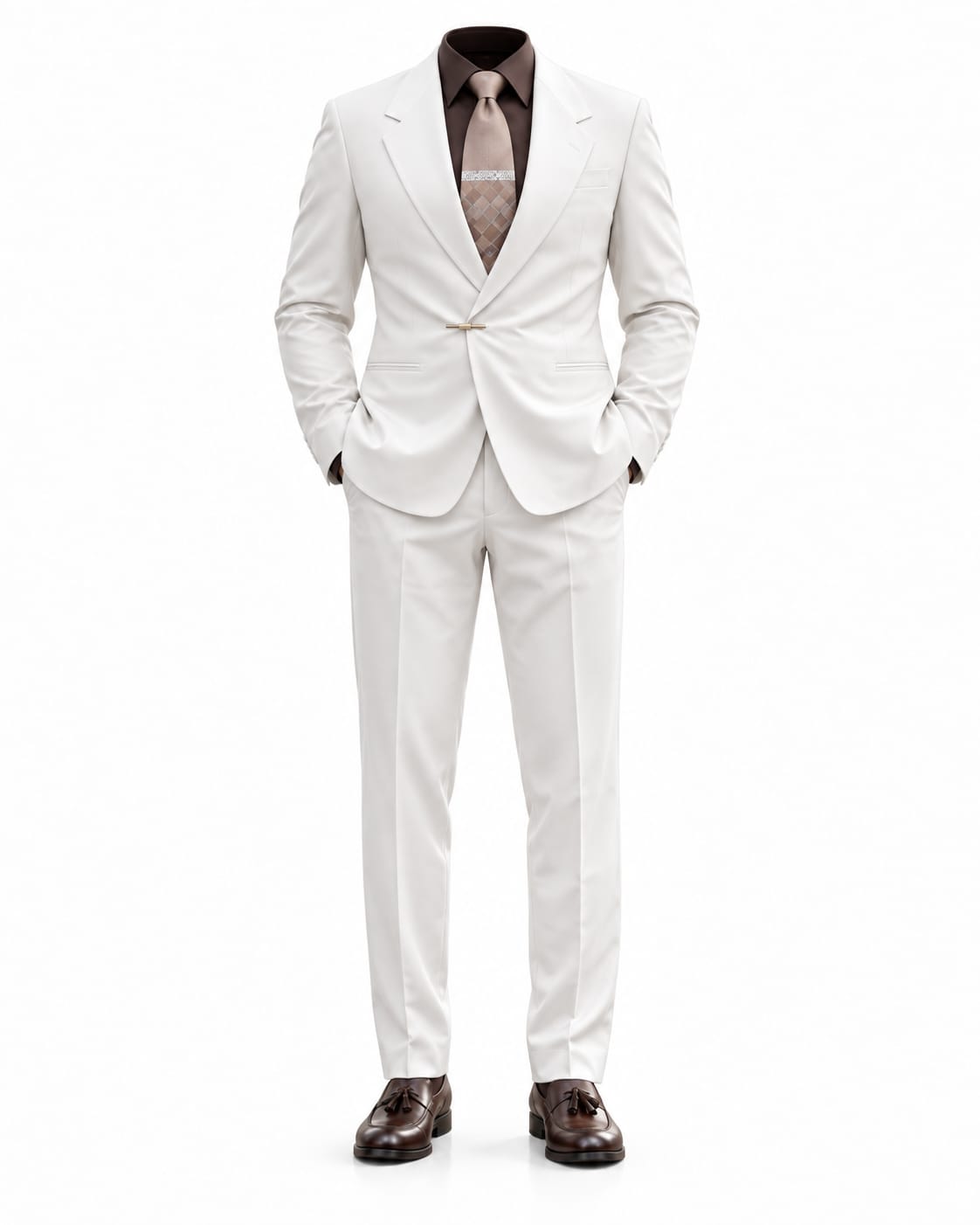 White Notch Down Suit by O,Zero