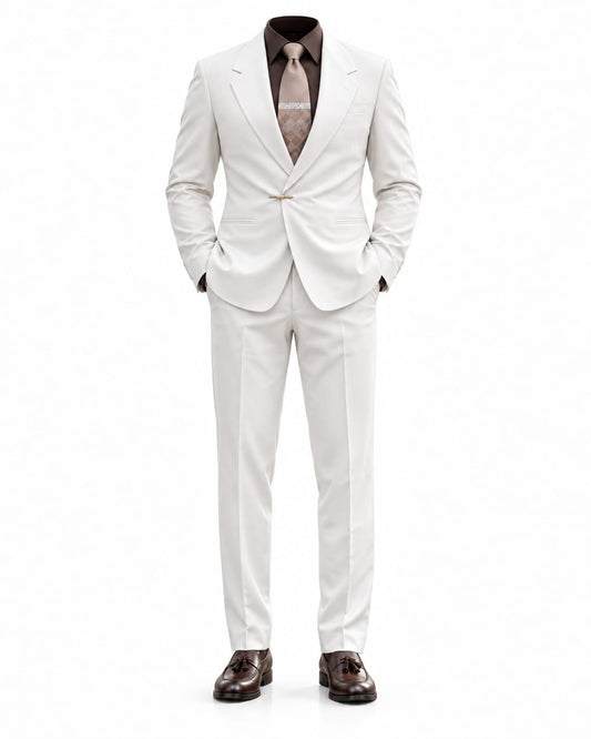 White Notch Down Suit by O,Zero
