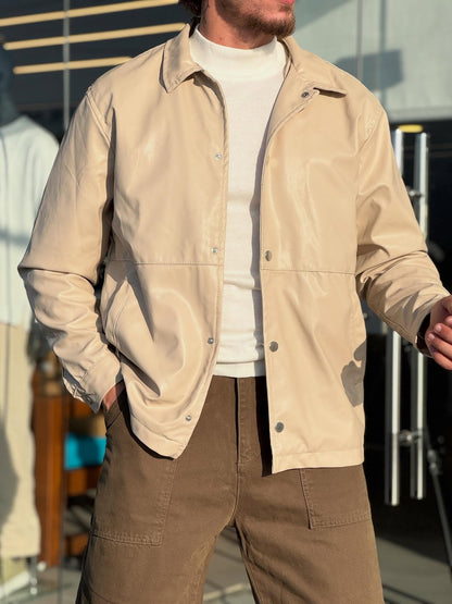 Beige Leather Jacket — Style 01