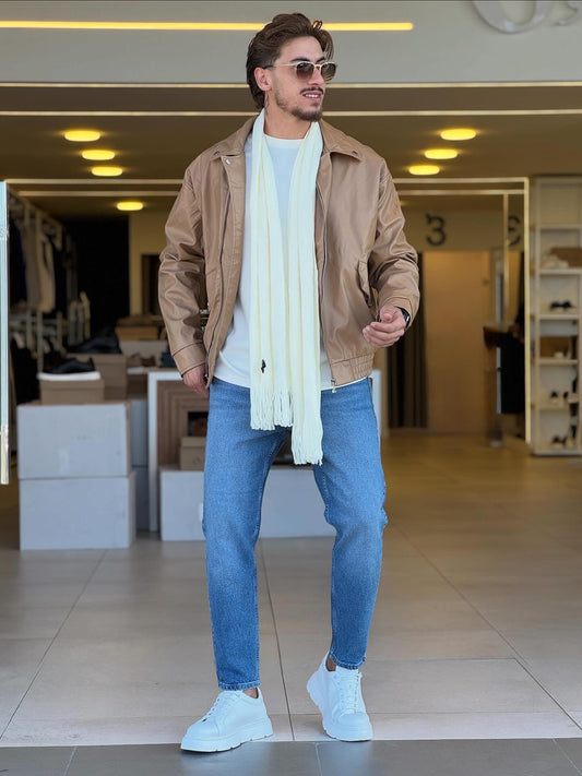 Brown Leather Jacket — Style 02