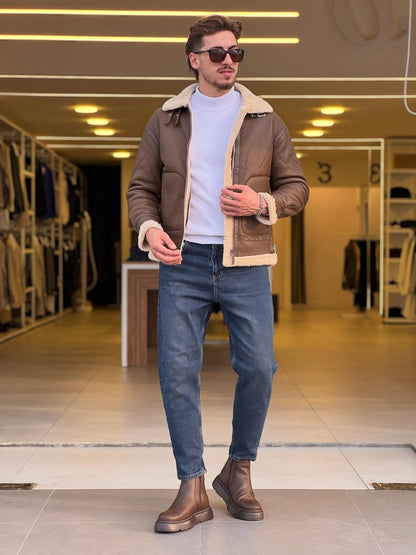 Brown Leather Jacket — Style 03