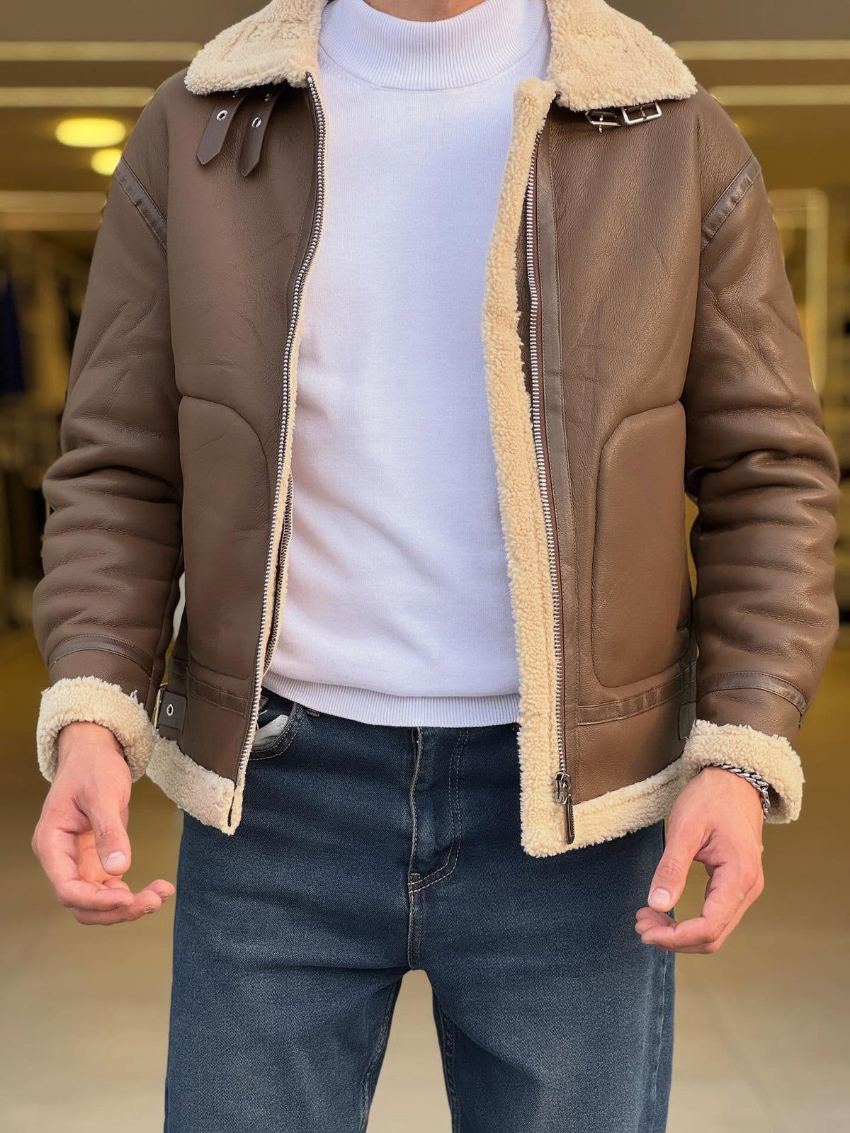 Brown Leather Jacket — Style 03