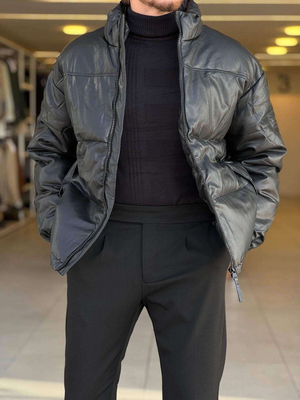 Black Puffer Jacket — Style 01