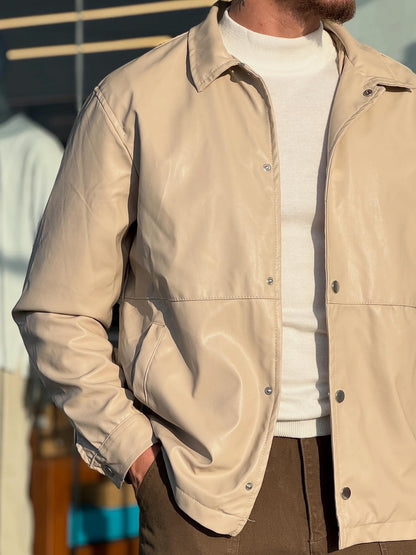 Beige Leather Jacket — Style 01