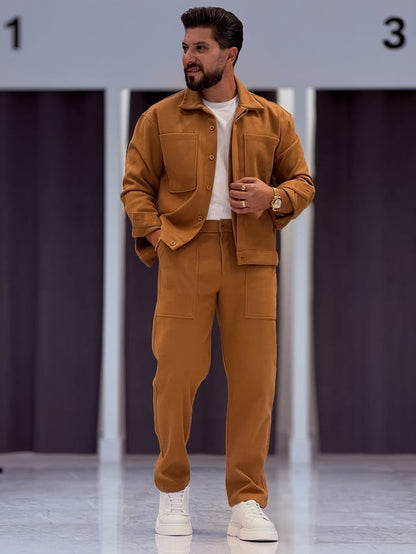 O,Zero Brand Camel Shirt Set