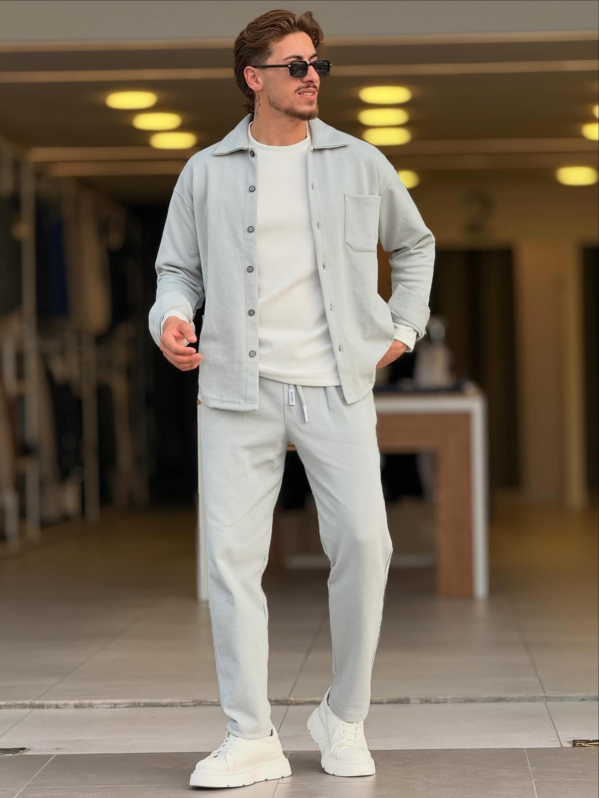 Grey Shirt Set — Style 03