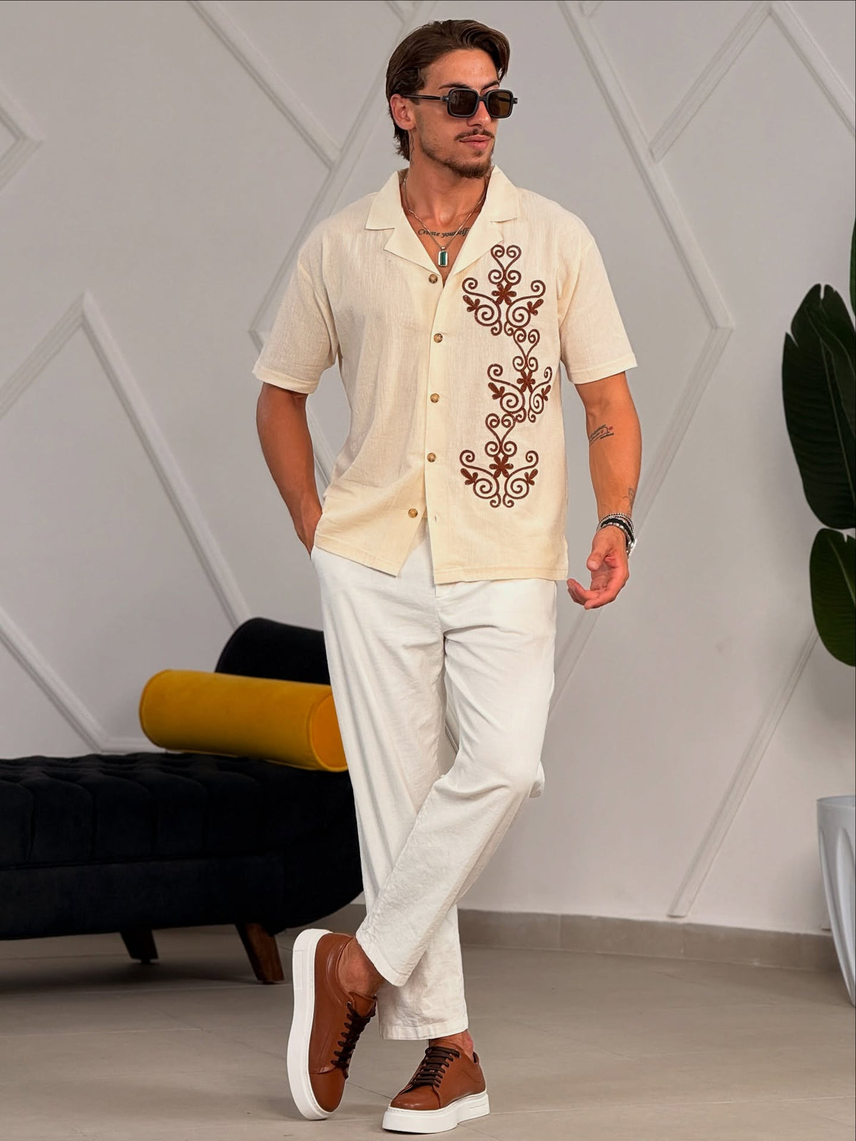 Beige Linen Shirt — Style 03