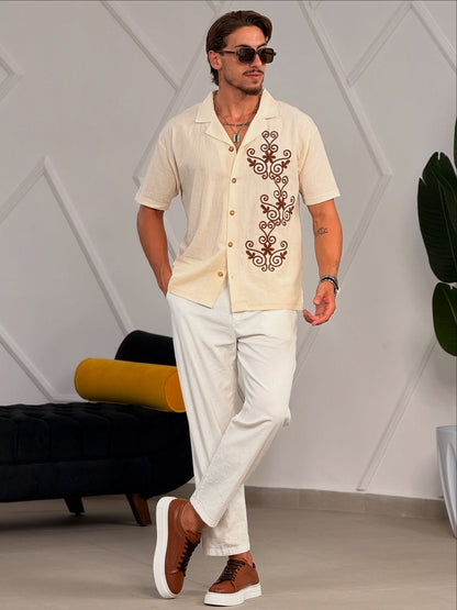 Beige Linen Shirt — Style 03